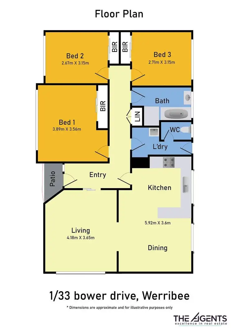 Floorplan of Homely unit listing, 1/33 Bower Drive, Werribee VIC 3030
