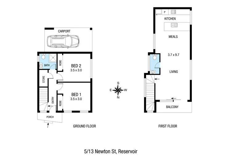 Floorplan of Homely townhouse listing, 5/13 Newton Street, Reservoir VIC 3073