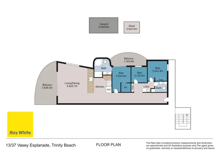 Floorplan of Homely unit listing, 13/37 Vasey Esplanade, Trinity Beach QLD 4879