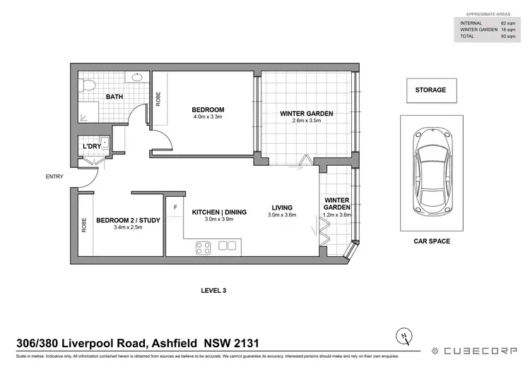 Floorplan of Homely apartment listing, 306/380 Liverpool Road, Ashfield NSW 2131