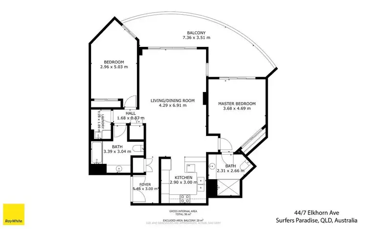 Floorplan of Homely apartment listing, 44/7-11 Elkhorn Avenue, Surfers Paradise QLD 4217