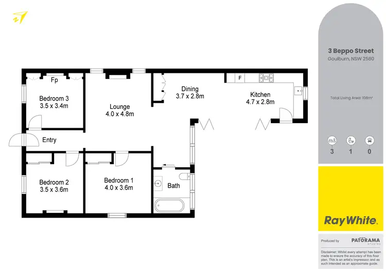 Floorplan of Homely house listing, 3 Beppo Street, Goulburn NSW 2580