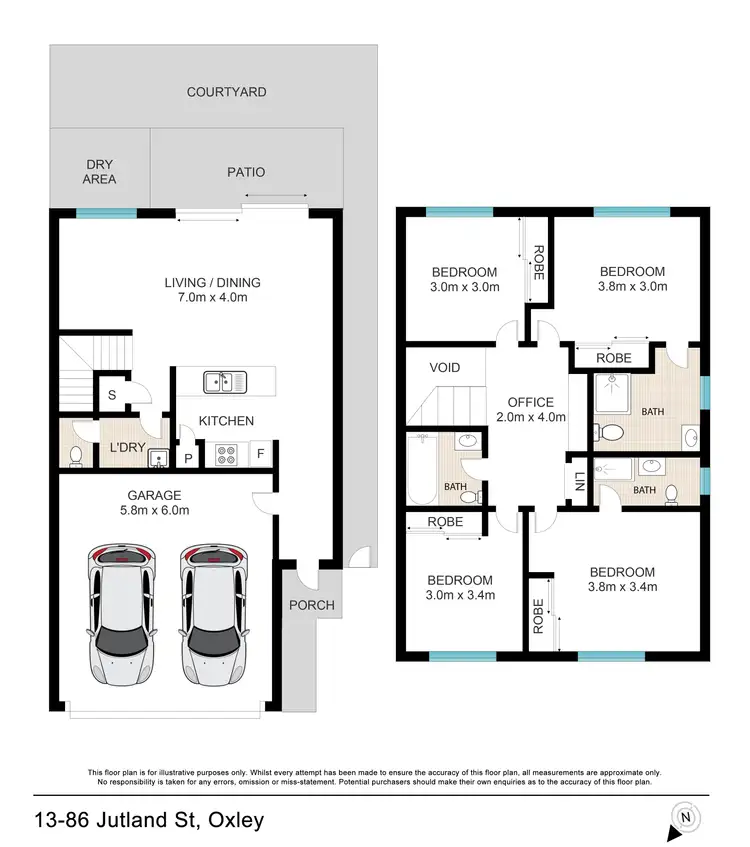 Floorplan of Homely townhouse listing, 13/86 Jutland Street, Oxley QLD 4075