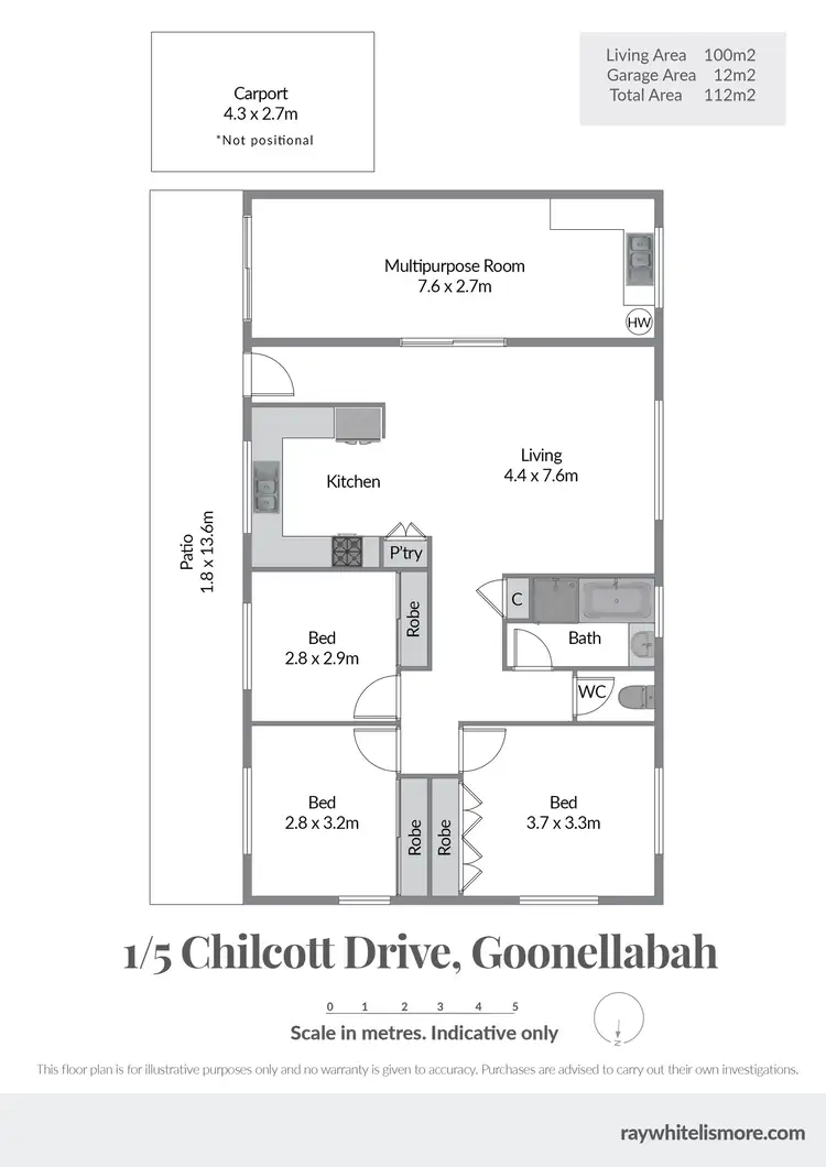 Floorplan of Homely semi-detached listing, 1/5 Chilcott Drive, Goonellabah NSW 2480