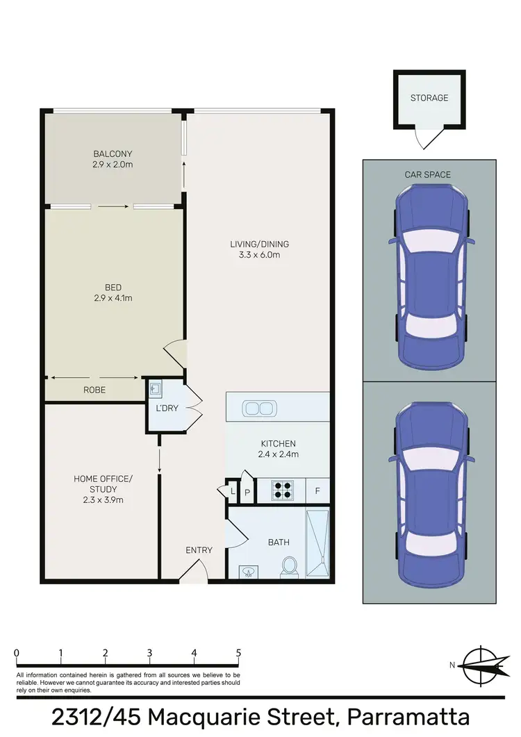 Floorplan of Homely apartment listing, 2312/45 Macquarie Street, Parramatta NSW 2150