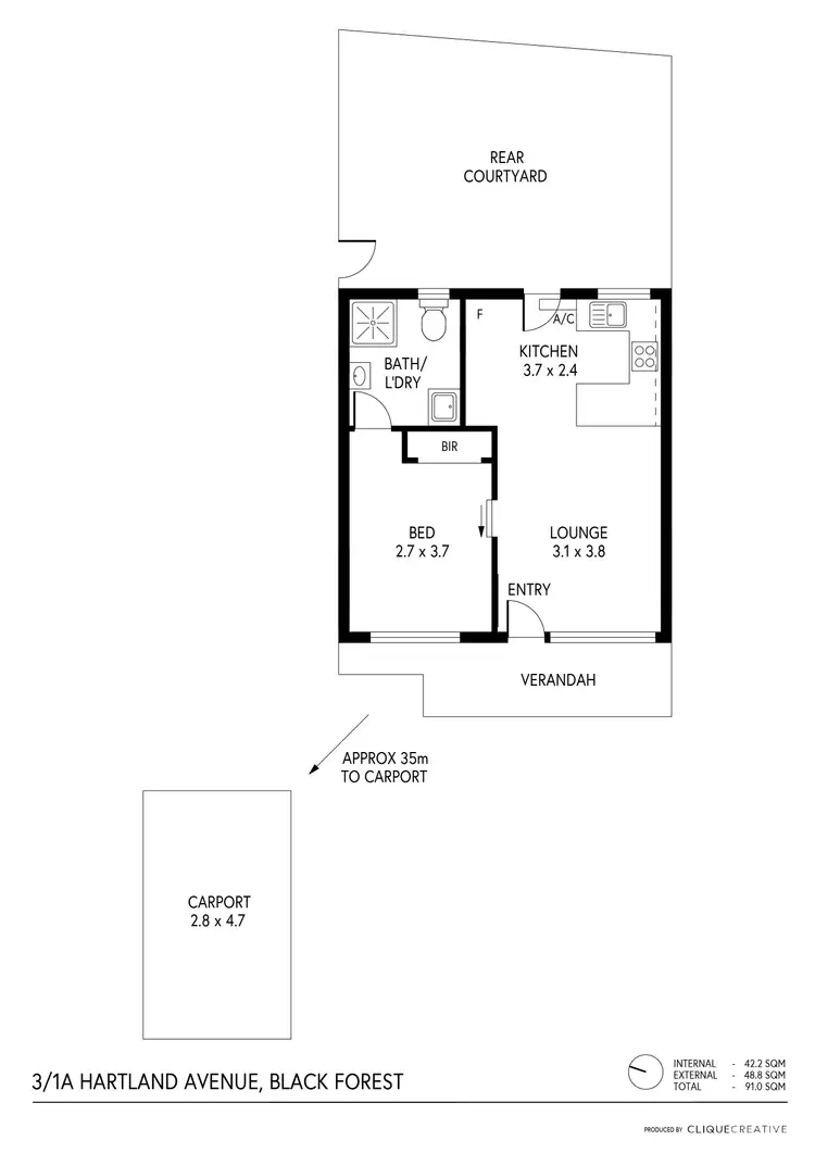 Floorplan of Homely unit listing, 3/1a Hartland Avenue, Black Forest SA 5035