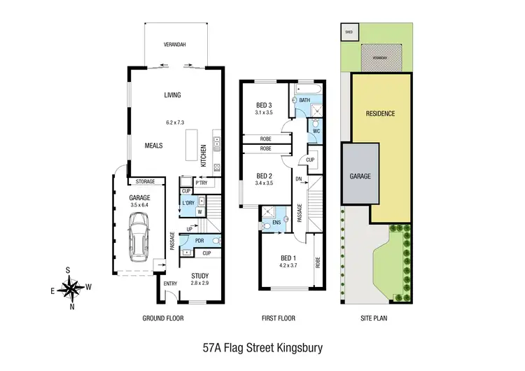 Floorplan of Homely townhouse listing, 57A Flag Street, Kingsbury VIC 3083