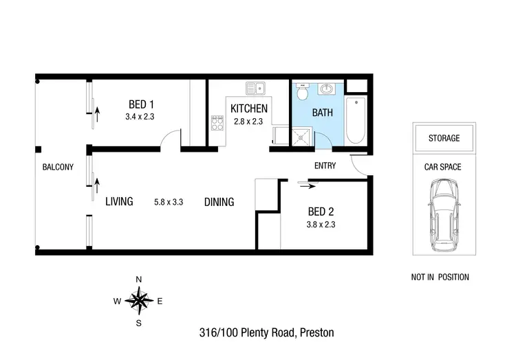 Floorplan of Homely apartment listing, 316/100 Plenty Road, Preston VIC 3072