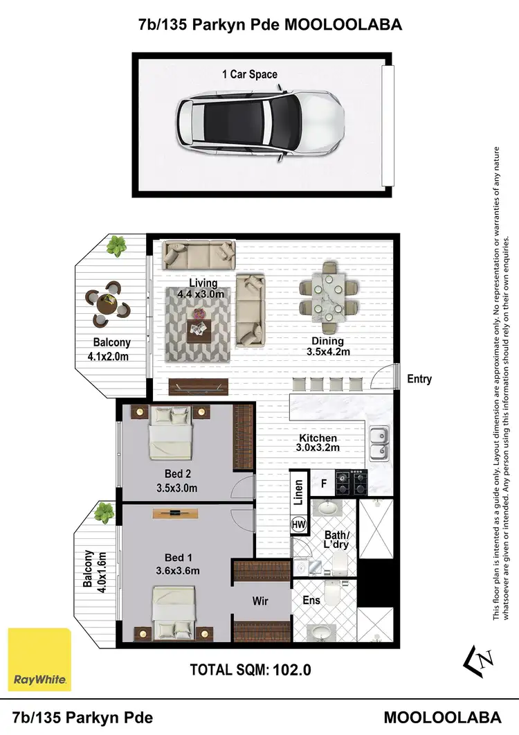 Floorplan of Homely unit listing, 7B/135 Parkyn Parade, Mooloolaba QLD 4557