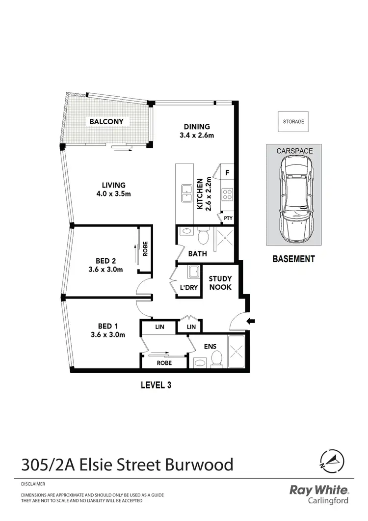 Floorplan of Homely apartment listing, 305/2A Elsie Street, Burwood NSW 2134