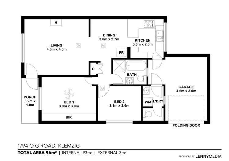 Floorplan of Homely unit listing, 1/94 O G Road, Klemzig SA 5087