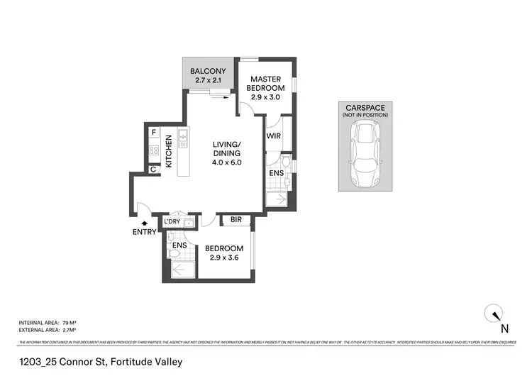 Floorplan of Homely unit listing, 1203/25 Connor Street, Fortitude Valley QLD 4006