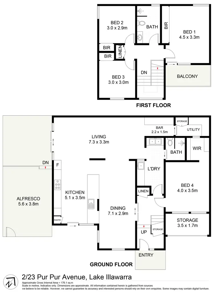 Floorplan of Homely townhouse listing, 2/23 Pur Pur Avenue, Lake Illawarra NSW 2528