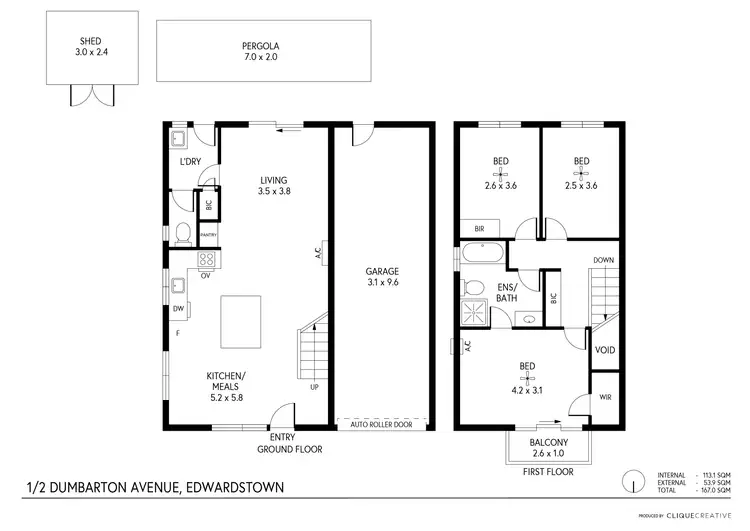 Floorplan of Homely townhouse listing, 1/2 Dumbarton Avenue, Edwardstown SA 5039