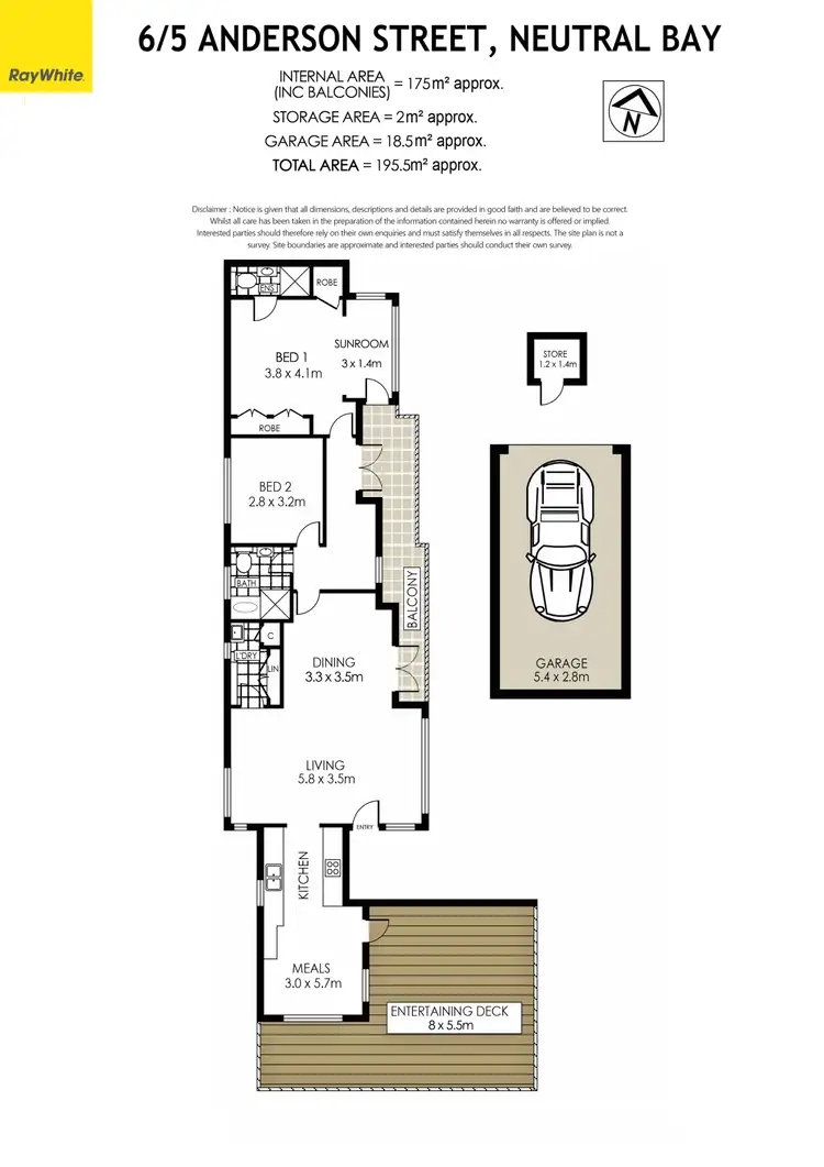 Floorplan of Homely apartment listing, 6/5 Anderson Street, Neutral Bay NSW 2089