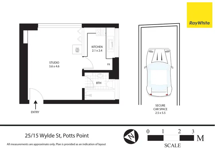 Floorplan of Homely studio listing, 25/15 Wylde Street, Potts Point NSW 2011
