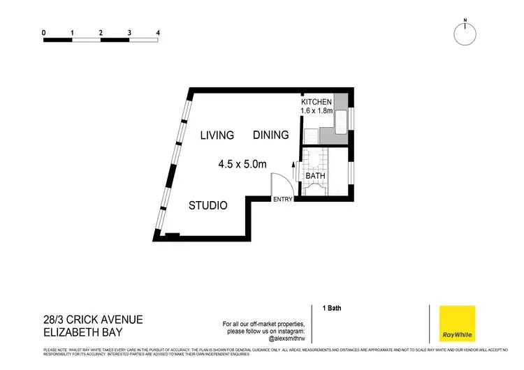 Floorplan of Homely studio listing, 28/3 Crick Avenue, Elizabeth Bay NSW 2011