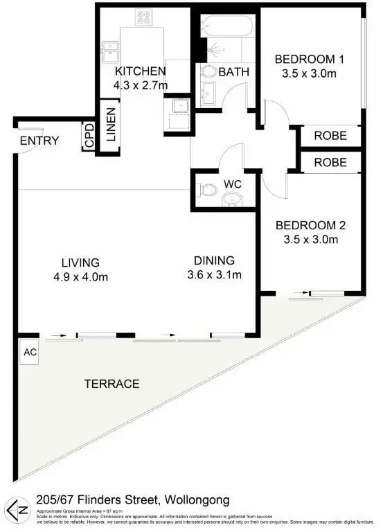 Floorplan of Homely apartment listing, 205/67 Flinders Street, Wollongong NSW 2500
