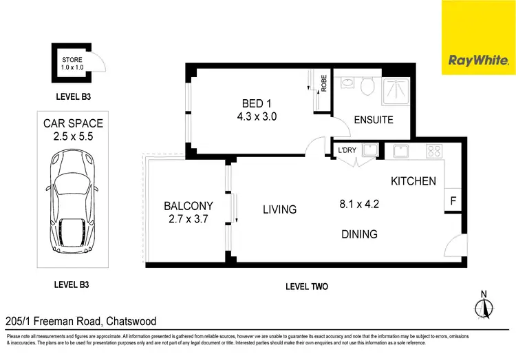 Floorplan of Homely unit listing, 205/1 Freeman Road, Chatswood NSW 2067
