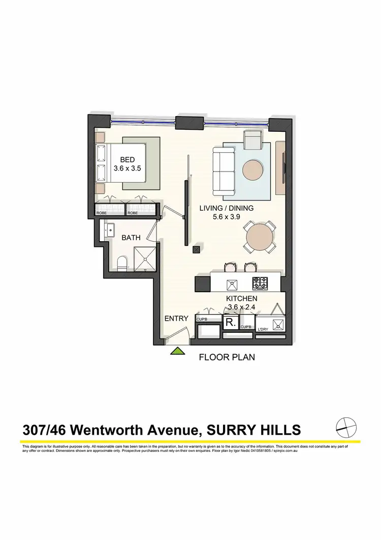 Floorplan of Homely apartment listing, 307/46 Wentworth Avenue, Surry Hills NSW 2010