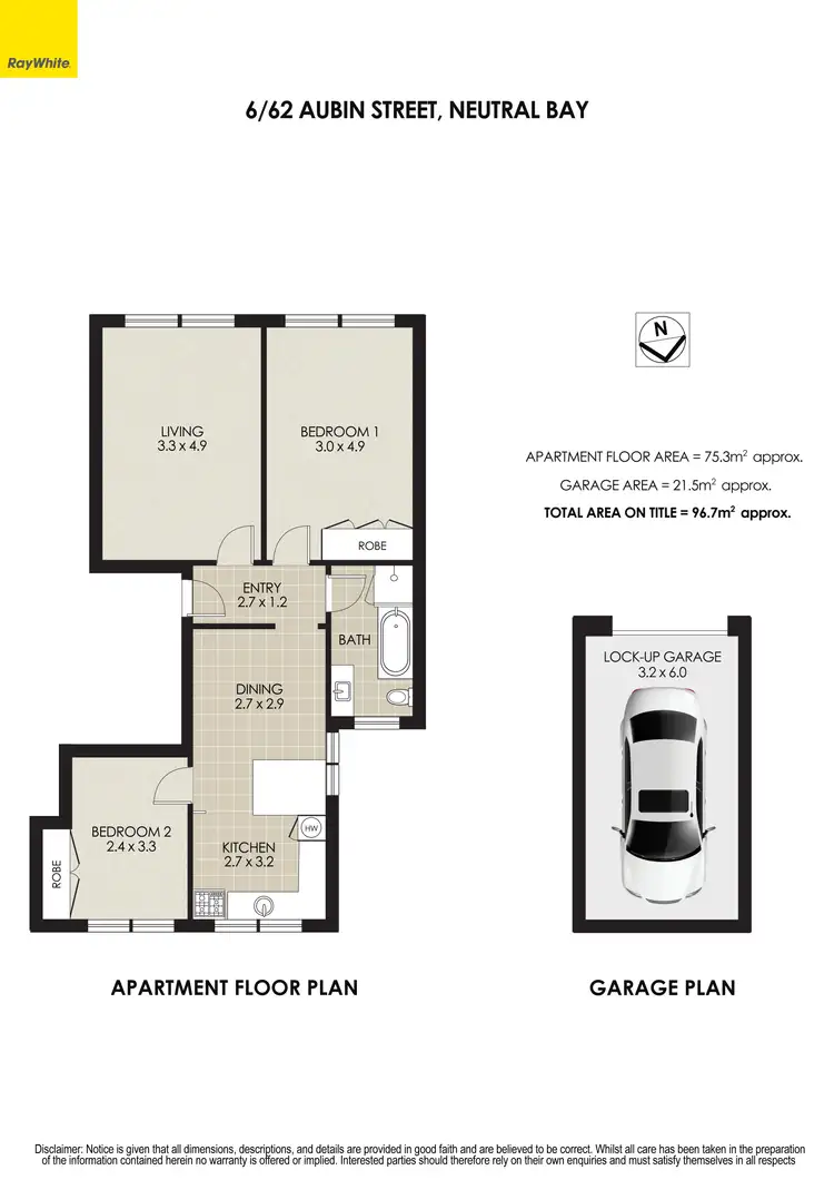 Floorplan of Homely apartment listing, 6/62 Aubin Street, Neutral Bay NSW 2089
