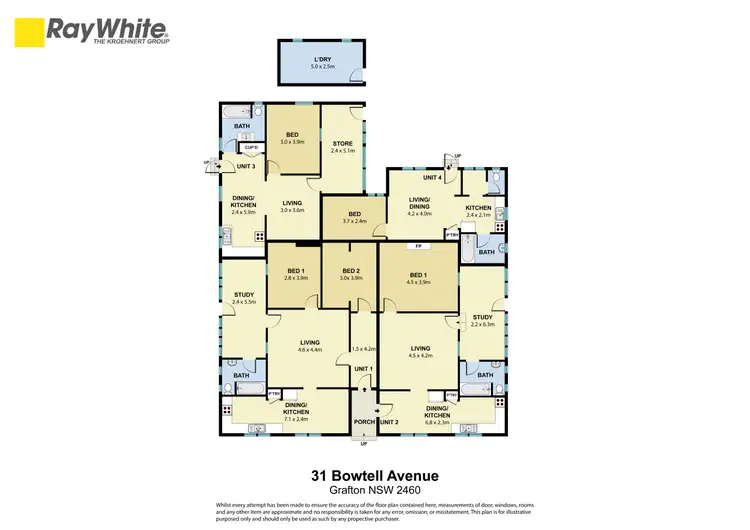 Floorplan of Homely block of units listing, 1, 2, 3 & 4/31 Bowtell Avenue, Grafton NSW 2460