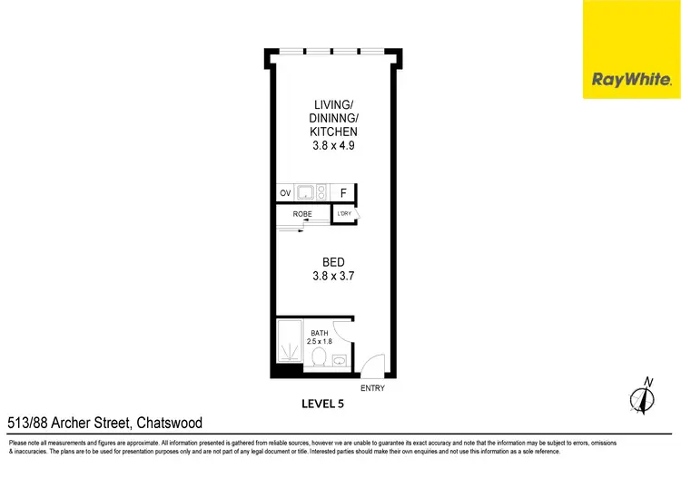 Floorplan of Homely studio listing, 513/88 Archer Street, Chatswood NSW 2067