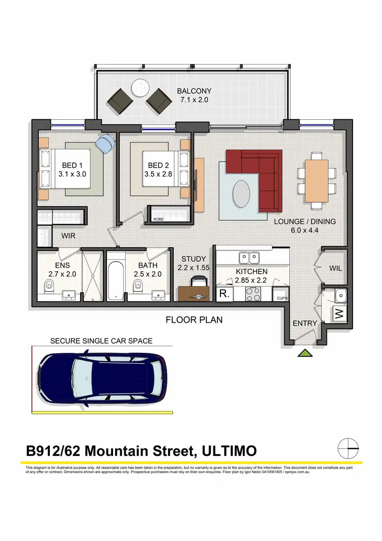 Floorplan of Homely apartment listing, B912/62 Mountain Street, Ultimo NSW 2007