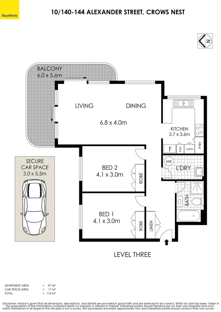Floorplan of Homely apartment listing, 10/140-144 Alexander Street, Crows Nest NSW 2065