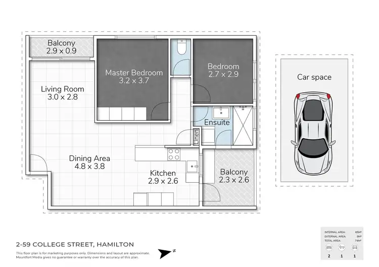 Floorplan of Homely unit listing, 2/59 College Street, Hamilton QLD 4007