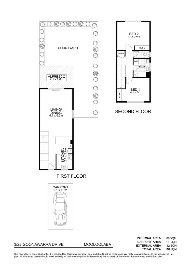Floorplan of Homely unit listing, 3/22 Goonawarra Drive, Mooloolaba QLD 4557