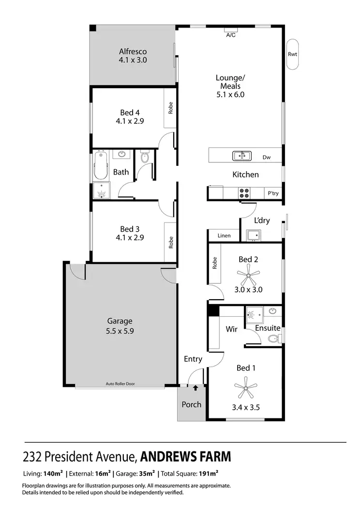 Floorplan of Homely house listing, 232 President Avenue, Andrews Farm SA 5114