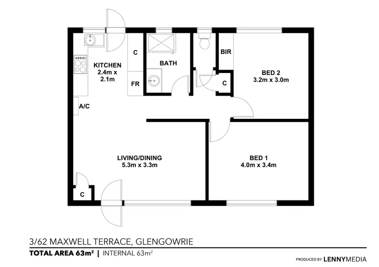 Floorplan of Homely unit listing, 3/62 Maxwell Terrace, Glengowrie SA 5044