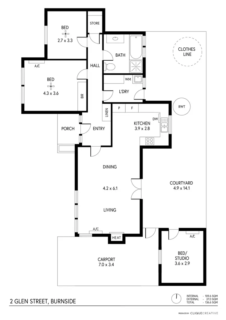 Floorplan of Homely unit listing, 2 Glen Street, Burnside SA 5066