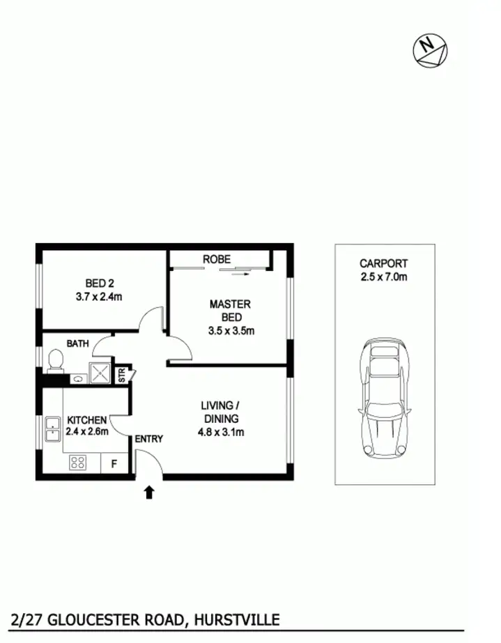Floorplan of Homely unit listing, 2/27 Gloucester Road, Hurstville NSW 2220