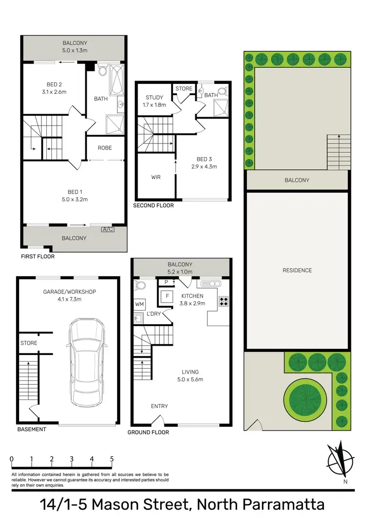 Floorplan of Homely townhouse listing, 14/1-5 Mason Street, North Parramatta NSW 2151