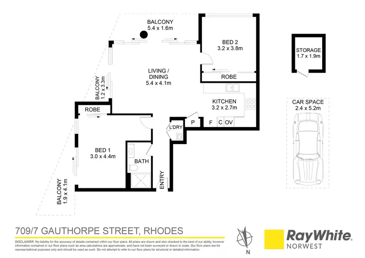 Floorplan of Homely apartment listing, 709/7 Gauthorpe Street, Rhodes NSW 2138