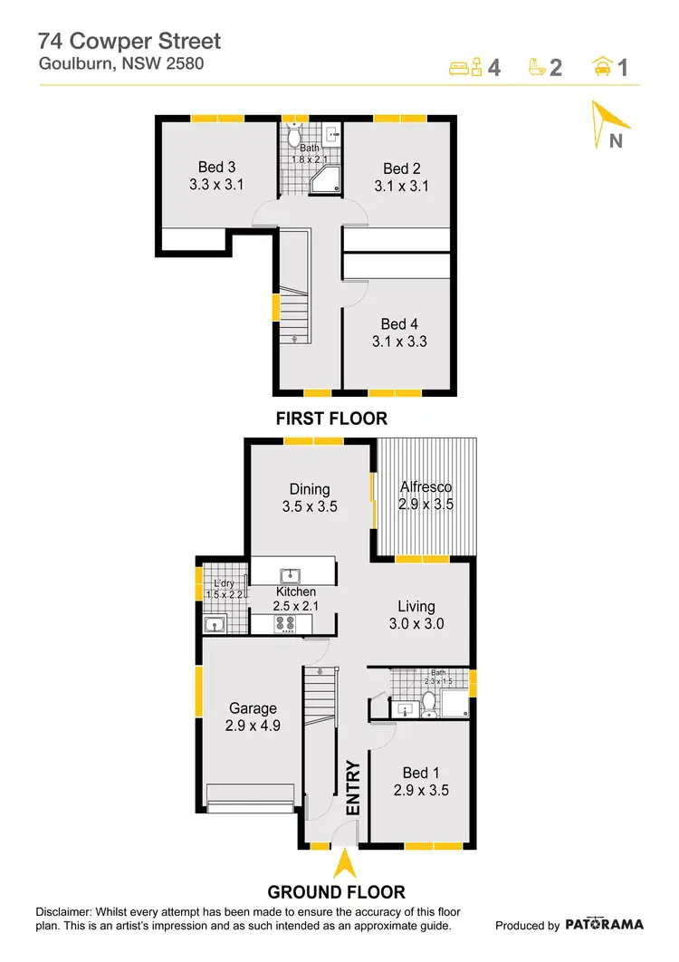 Floorplan of Homely townhouse listing, 4/74 Cowper Street, Goulburn NSW 2580