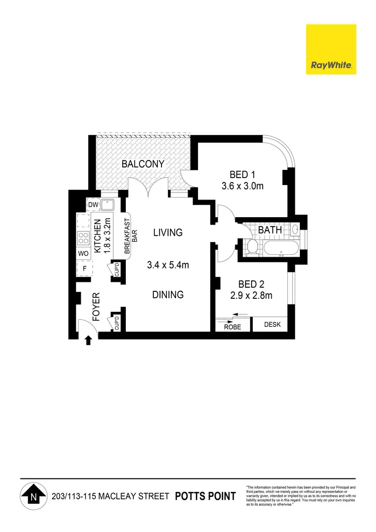 Floorplan of Homely apartment listing, 203/113-115 Macleay Street, Potts Point NSW 2011