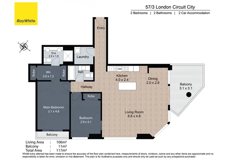Floorplan of Homely apartment listing, 57/3 London Circuit, City ACT 2601