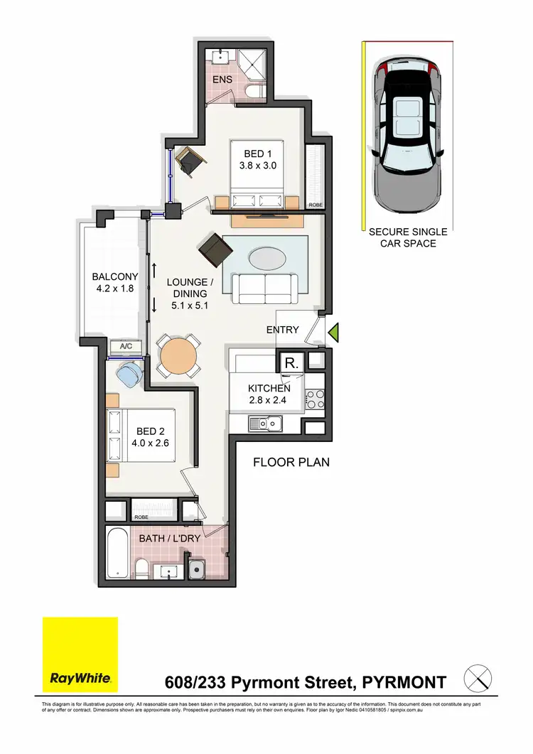 Floorplan of Homely apartment listing, 608/233 Pyrmont Street, Pyrmont NSW 2009