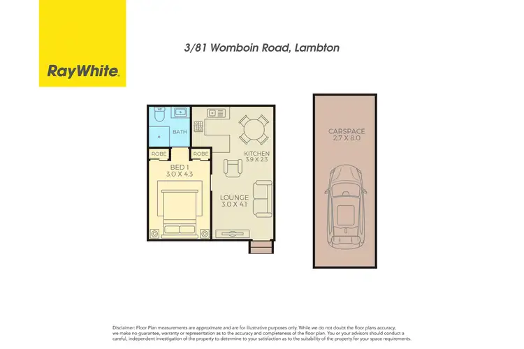 Floorplan of Homely block of units listing, 1-6/81 Womboin Road, Lambton NSW 2299