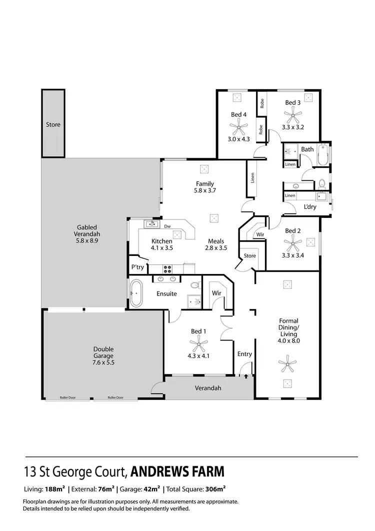 Floorplan of Homely house listing, 13 St George Court, Andrews Farm SA 5114