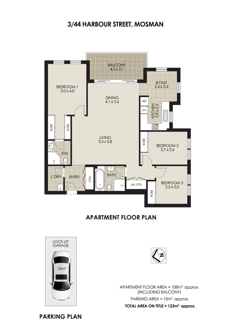 Floorplan of Homely apartment listing, 3/44 Harbour Street, Mosman NSW 2088
