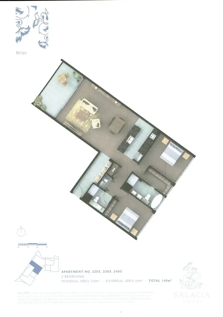 Floorplan of Homely apartment listing, 2303/1 Marina Promenade, Paradise Point QLD 4216