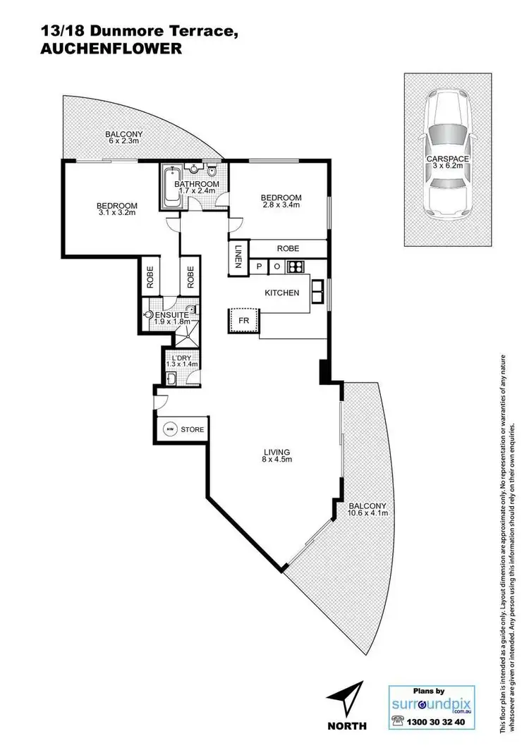 Floorplan of Homely unit listing, 13/18 Dunmore Terrace, Auchenflower QLD 4066