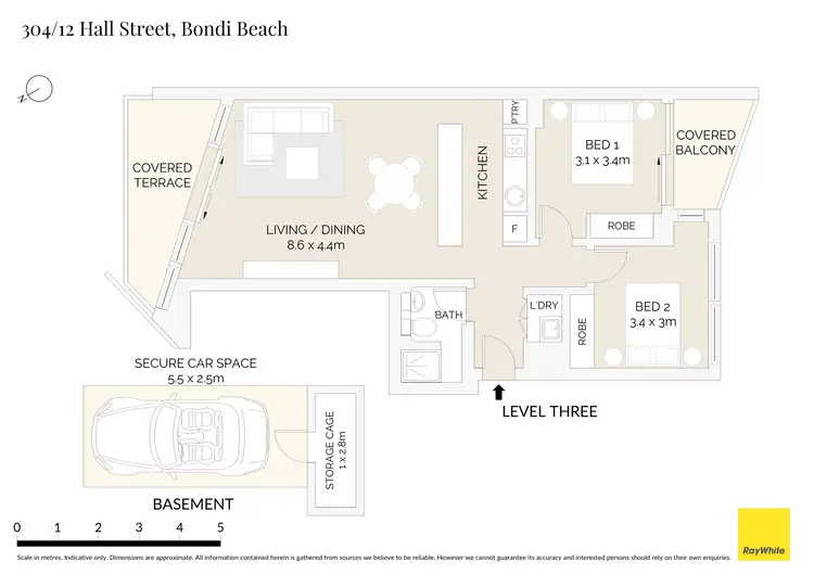 Floorplan of Homely apartment listing, 304/12 Hall Street, Bondi Beach NSW 2026