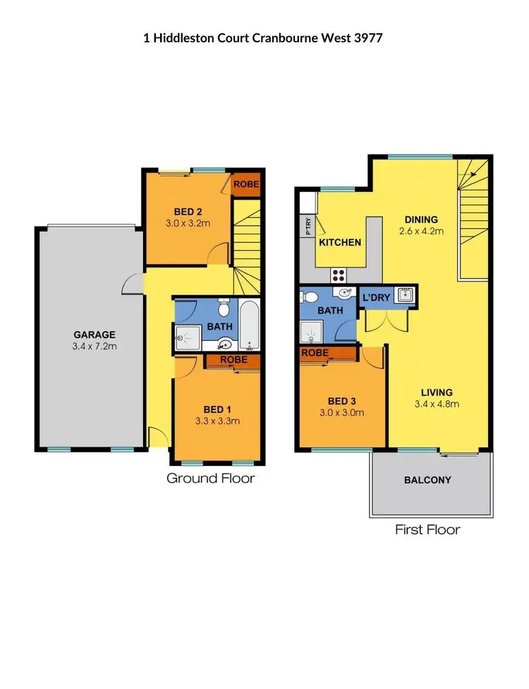 Floorplan of Homely townhouse listing, 1 Hiddleston Court, Cranbourne West VIC 3977