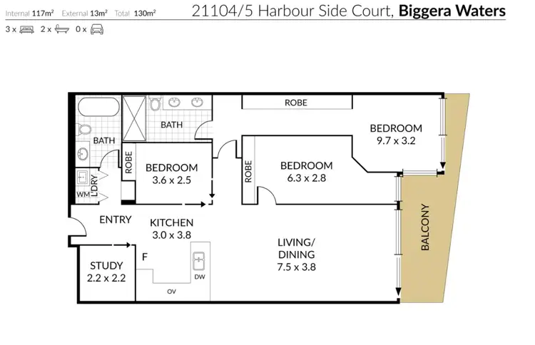 Floorplan of Homely apartment listing, 21104/5 Harbourside Court, Biggera Waters QLD 4216