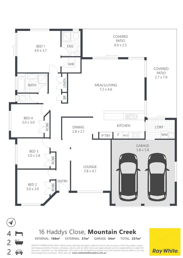 Floorplan of Homely house listing, 16 Haddys Close, Mountain Creek QLD 4557